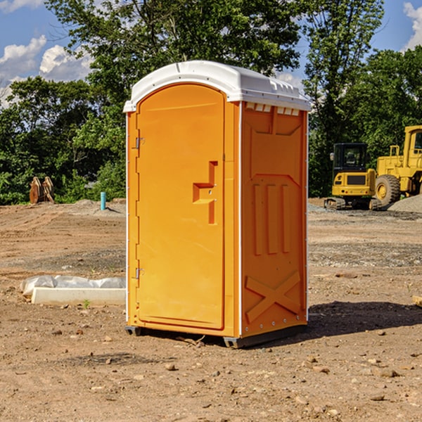 how often are the portable restrooms cleaned and serviced during a rental period in Gwinner